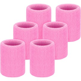 WILLBOND Sweatbands Wristbands for Football Basketball, Running Athletic Sports, Pink, 6 Piece