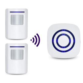 HommyFine Motion Sensor Alarm Detector, Wireless Visitor Door Entry Chime Alart with PIR Motion Sensor Detector and Plug-in Receiver for Business Home Office or Shop