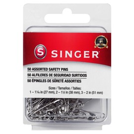 SINGER 00226 Assorted Safety Pins, Multisize, Nickel Plated, 50-Count