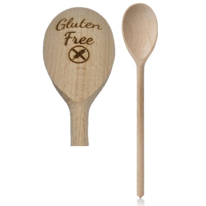 Gluten Free Engraved Wooden Spoon 12 Inch for Coeliac, Celiac