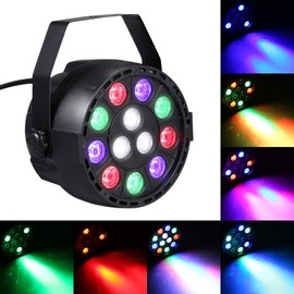 Lixada AC 90-240V 12 LEDs Par Lights 8 Channel RGBW Colour Mixing Stage Lighting with DMX Strobe & Sound Active Mode for Disco Party Christmas Wall Wash (Pack of 2)