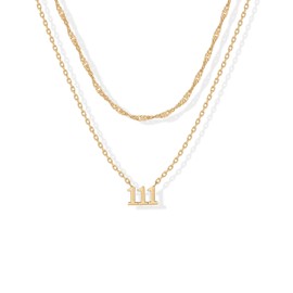 PAVOI 14K Gold Plated Angel Number Pendant Layering Necklace for Women | 999 Lucky Numerology Singapore Chain Necklace, Yellow Gold, No Gemstone