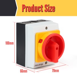 SWAWIS 16A Main Switch Circuit Breaker 3-Pin Load Disconnector IP65 Repair Switch with Housing for Heating and Lighting Systems Indoor and Outdoor Use