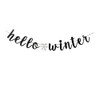 Hello Winter With Silver Snowflake Banner, Black Winter Theme Party