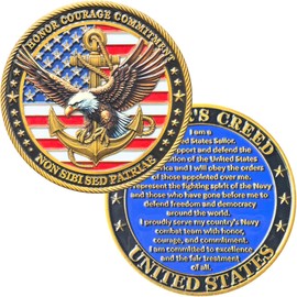 USA-Navy Challenge Coin - Eagle & Anchor Design with Sailor's Creed - Honor Courage Commitment - Motivational Military Coin