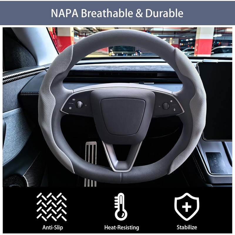 Funda para volante Tesla modelo 3/Y 2016-2025 2026 Juniper/Highland (gris)