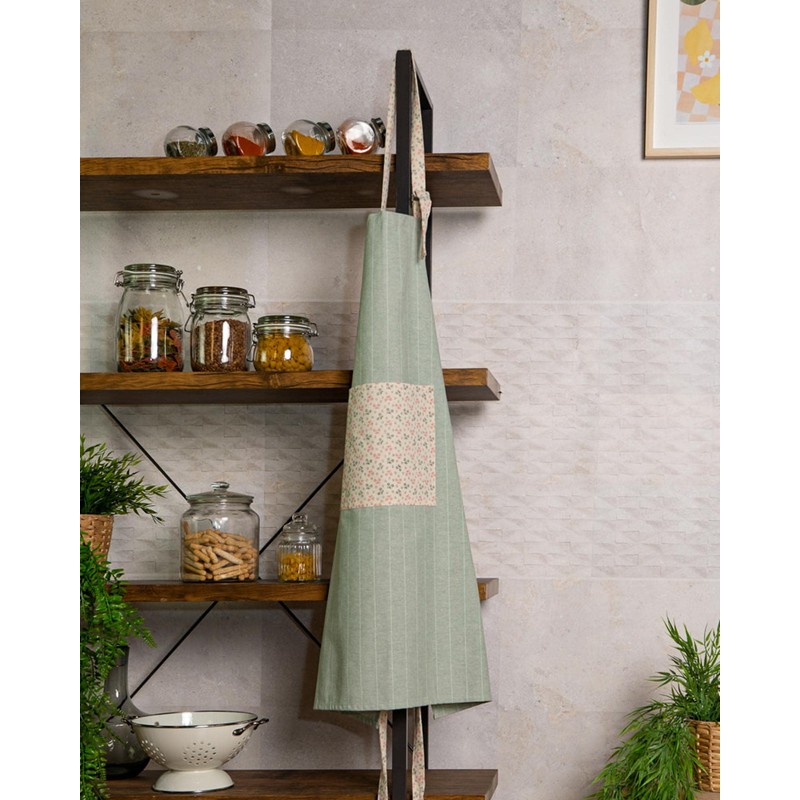 Sancarlos Recycled Noma Kitchen Apron with Pocket, Green, Cotton Material