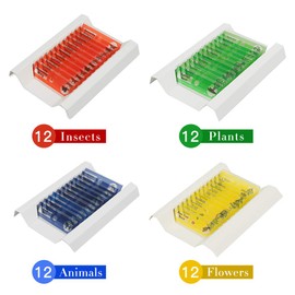 48 Prepared Microscope Slides Set of Animals Insects Plants Flowers, Biological Learning Resource Specimens for Kids Beginner Classroom Basic Science Education
