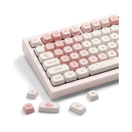 HITIME XVX Keycaps - Teclas PBT lindas rosas, teclas MOA, sublimación de tinte, teclas de teclado personalizadas 60 65 75 100% para 100%, 75%, 65%, 60% teclado, juego de teclas de 142 teclas