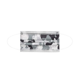 Komonee Face Mask 3 Ply Disposable Grey Camo Dustproof Mouth Cover Covering For Men Women Outdoors Indoors Cycling Ski Protection (Pack of 5)
