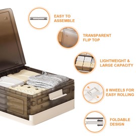 MegaChoice Under Bed Storage Containers, Stackable Under Bed Storage with Wheels, Multi-Purpose Storage Bins with Lids for Bedroom Organization and Dorms