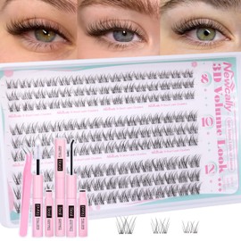 Natural Lash Clusters Kit 8-10-12MM Short Eyelash Clusters Kit Clear Lash Band Cluster Eyelash Extensions C-Curly DIY Lash Extension Kit by Newcally
