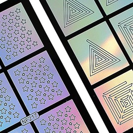 Winstonia Nail Art Vinyls Guides Ultra Thin Cute Easy Manicure Stencils Assorted Designs Sticker Sheet (43: Stars & Striped Triangles & Squares)