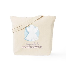 CafePress Never Grow Up Tote Bag Reusable Natural Beige Canvas Shopping Bag