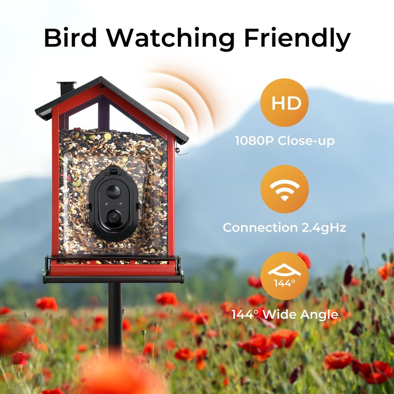 TT Nature Smart Bird Feeder with Camera, Heavy-Duty Chew-Proof Metal