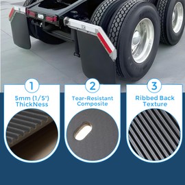 MIAOKUI 24" x 24" Angled Mud Flaps for Semi Truck 1/5" Thick Mudflaps Semi Truck Mud Flaps Splash Guard Set of 2
