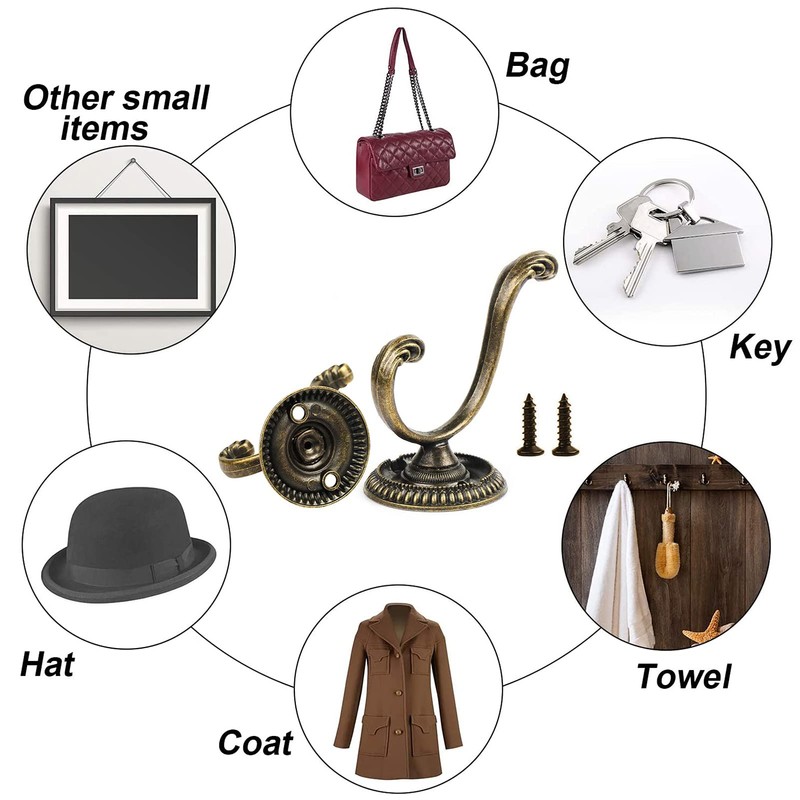 TaimeiMao Bedroom Coat Hat Hooks, Pack of 8 Coat Hooks,