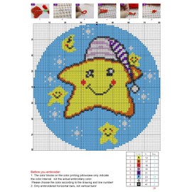 CraftsFabrics Twinkle Star Rug 60% Cotton 40% Polyester DIY Crafts Yarn Carpet Round Shape Animal Custom Latch Hook Rug Crochet Kits for Beginners Adults