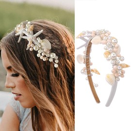 JAKAWIN Mermaid Headband Seashell Headpiece Under the Sea Hair Accessories for Women