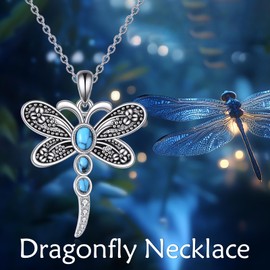 POPLYKE Dragonfly Necklace 925 Sterling Silver Turquoise Dragonfly Pendant Necklace Boho Dragonfly Jewelry Gifts for Women Mother