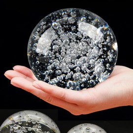GRBVFDS Bubble Crystal Ball Paperweight Gorgeous Glass Ball for Decorative Ball Lensball Photography Gazing Divination or Feng Shui and Fortune Telling Ball (Large)