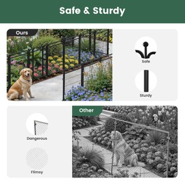 Decorative Garden Fence 24in(H) x14.7ft(L) with 1 Gates, Thicken 8 Pack Rustproof Metal No Dig Fence Animal Barrier for Rabbit Dog, Garden Border Edging for Yard Patio Outdoor Decor, Brown