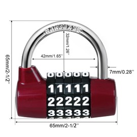 MEINUOKA Direction Lock, U-bar Combination Padlocks with Code, 5 Digit Gym Locker Lock, Storage Lock, Combination Locks for Lockers, Indoor/Outdoor Use, Red