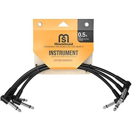 Miracle Sound Cable de conexión de guitarra para efectos de pedalera con enchufe en ángulo recto de 0.5 pies (3 paquetes) ideal para guitarra eléctric