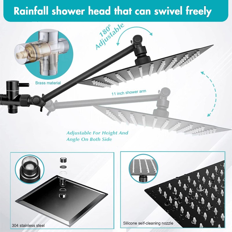 Shower Head, 10'' High Pressure Rainfall Shower Head / 3