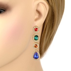 EleQueen Art Deco Teardrop Bridal Long Dangle Earrings Gift for Women Girls Party Multicolor