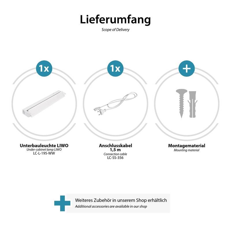 ledscom.de LED Under-Unit Light LIWO Swivelling (Size and Colour Selectable)