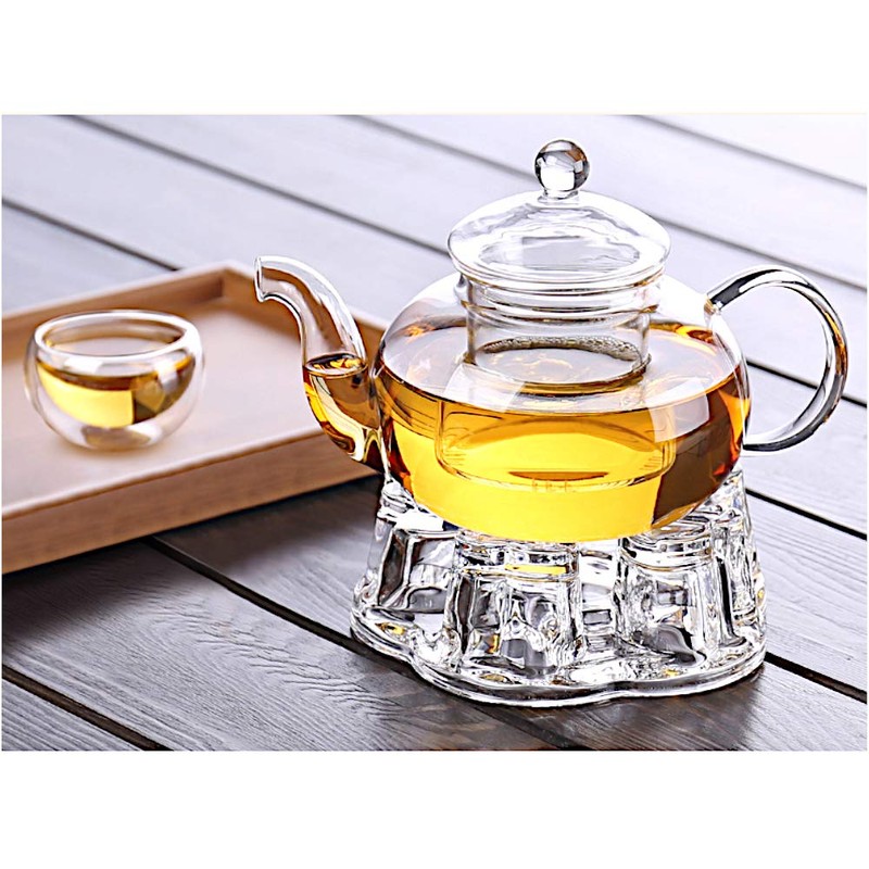 Sun's Tea Universal Solid Crystal Glass Ultra Clear Teapot Warmer