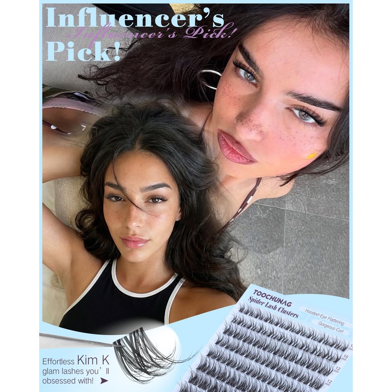TOOCHUNAG Spider Lash Clusters Breeze Wispy Cluster Eyelash Extensions Fluffy