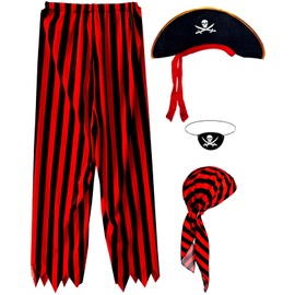 Mprocen Mens Pirate Costume Adult Outfit Set Pirate Pants Headpiece Accessories Man Medieval Renaissance Themed Cosplay