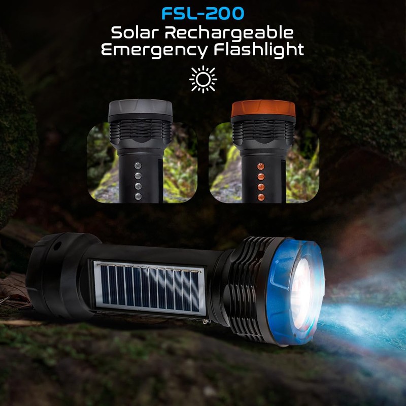 Solar Rechargeable Emergency Flashlight (Silver)
