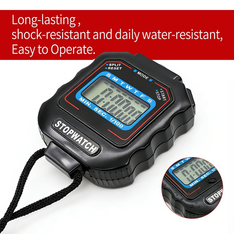 Pgzsy 6 Pack Square Style Multi-Function Electronic Digital Sports Stopwatch