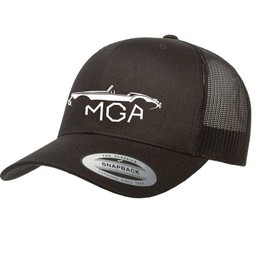 MG MGA Convertible British Sports Car Fully Embroidered Yupoong 6606 Snapback Trucker Fitted Cap Black