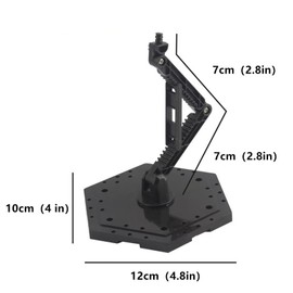 6-Pieces Action Character Display Rack, Suitable For MG RG HG And 1/144 Universal Model Rack, Adjustable Height, Hexagonal Base, Black
