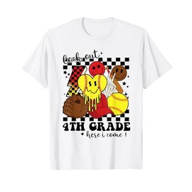 Boys Back To School Softball Shirt Hello Fourth Grade Gifts T-Shirt
