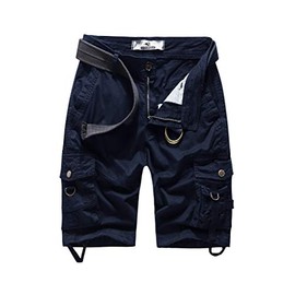 FOURSTEEDS Bermudas cargo de algodón de ajuste relajado casual con múltiples bolsillos para mujer, Azul marino, 18
