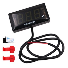 Hsthe Sea 12V Voltmeter Digital Meter Motorbike Voltmeter for Car Motorcycle Voltage Gauge with Wire Clips