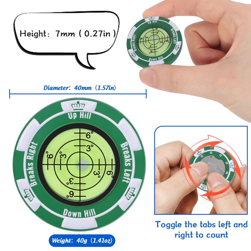 NiCola Golf Green Reader Level Ball Marker, Level Head Golf