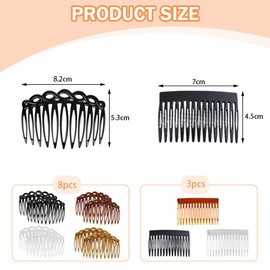 TRKETK Pack of 11 French Side Combs Plastic Decorative Hair Comb Clips Teeth Side Parting Comb Hair Comb Accessory Set Women Twisted Hair Comb Decoration for Women Girls