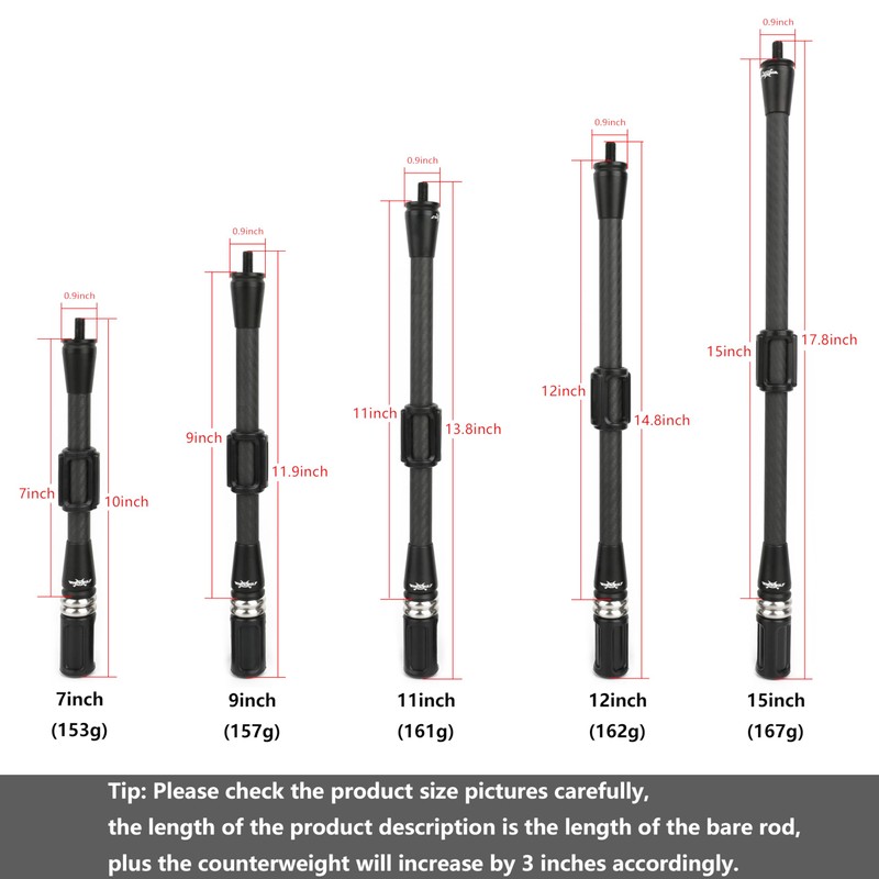 Archery Bow Stabilizer 7/9/11/12/15 inch Bow Balance Bar Carbon Fiber