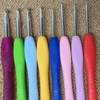 VOANZO 8pcs Soft Handle Colourful Aluminium Crochet Hooks Knitting Needles