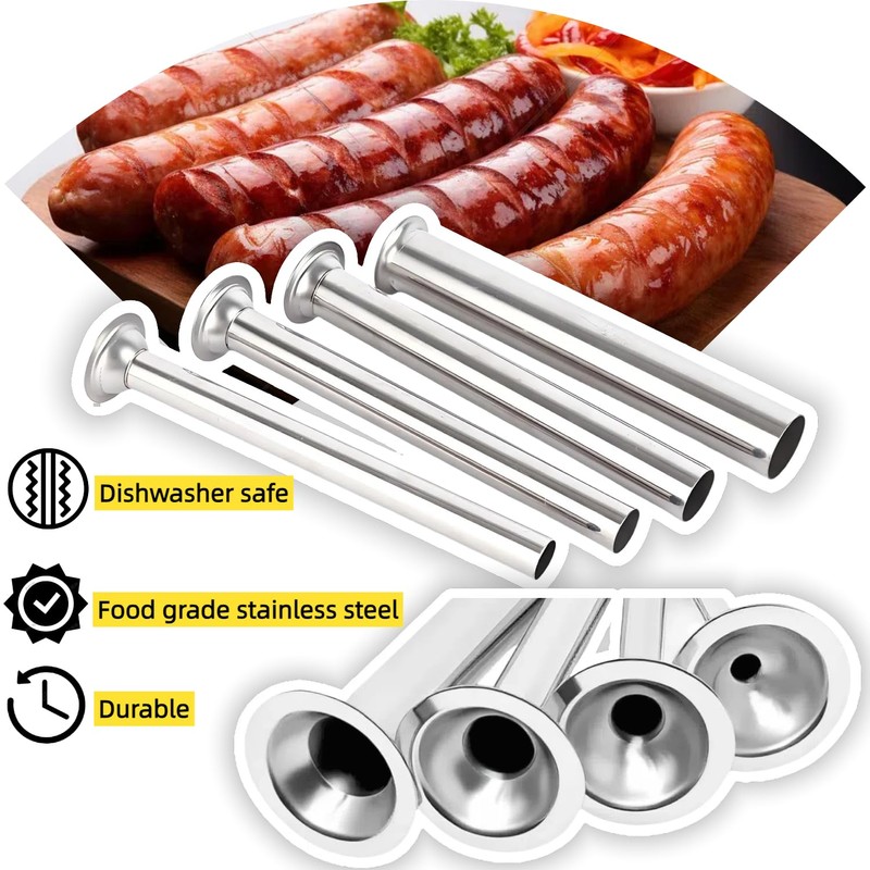 Vexillaris 4 Sizes Stainless Steel Sausage Stuffing Tubes,Replacement for LEM