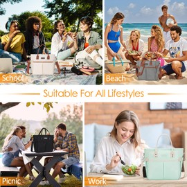 MAXTOP Lunch Bag Women for Work Insulated Thermal Lunch Box with Wide-Open Pocket Reusable Leakproof Cooler Bags with Removable Shoulder Strap for Teacher Nurse Office Picnic Travel Grey