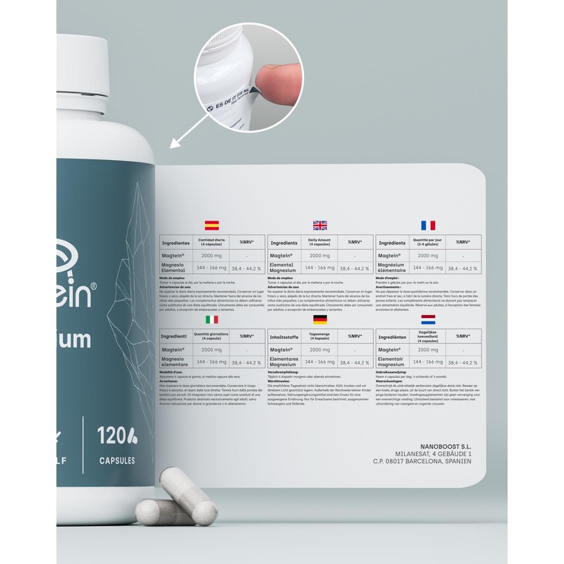 Magnesium L-Threonate with Magtein, High Dose 2000 mg, Laboratory Tested,