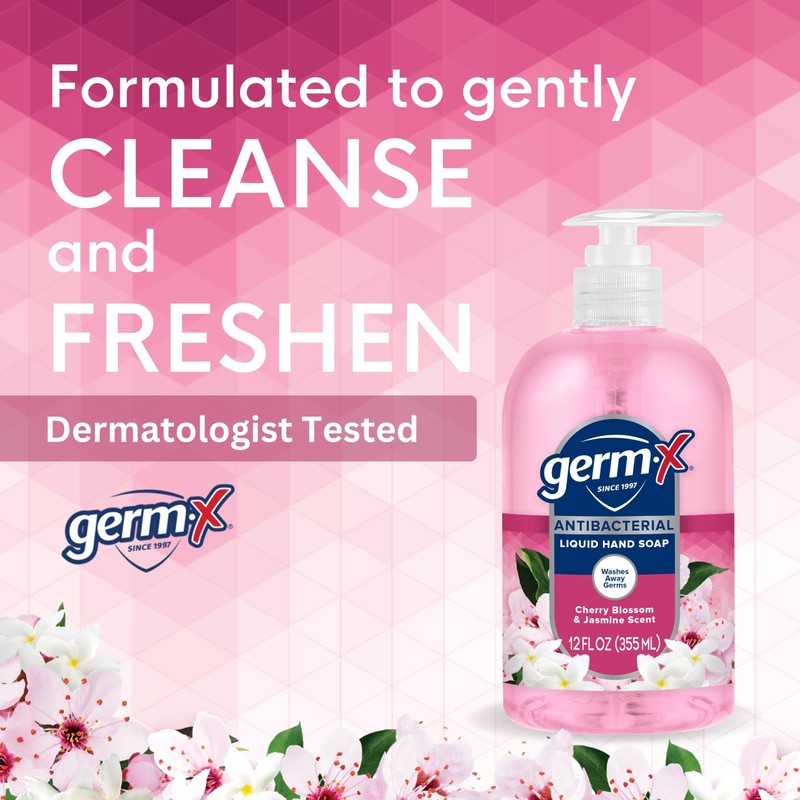 Germ-X Antibacterial Hand Soap, 12 Oz (Pack 4), Moisturizing Liquid