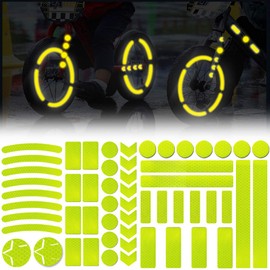 Leasinder 55 Pcs Reflective Stickers for Helmet Bicycle Reflective Tape Night Safety Stickers Decals for Motorcycle, Helmets, Bike, Strollers, Wheelchairs, Scooter, Wheelchairs (Yellow)